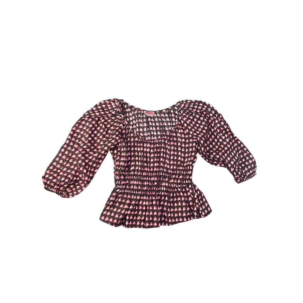 Kate Spade New York Women’s Small Fancy Hearts Long Sleeve Riviera Blouse - Picture 3 of 5